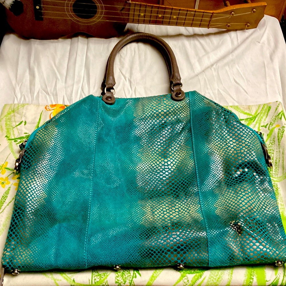 COPY - Laura Dimaggio green python pattern leather hobo bag